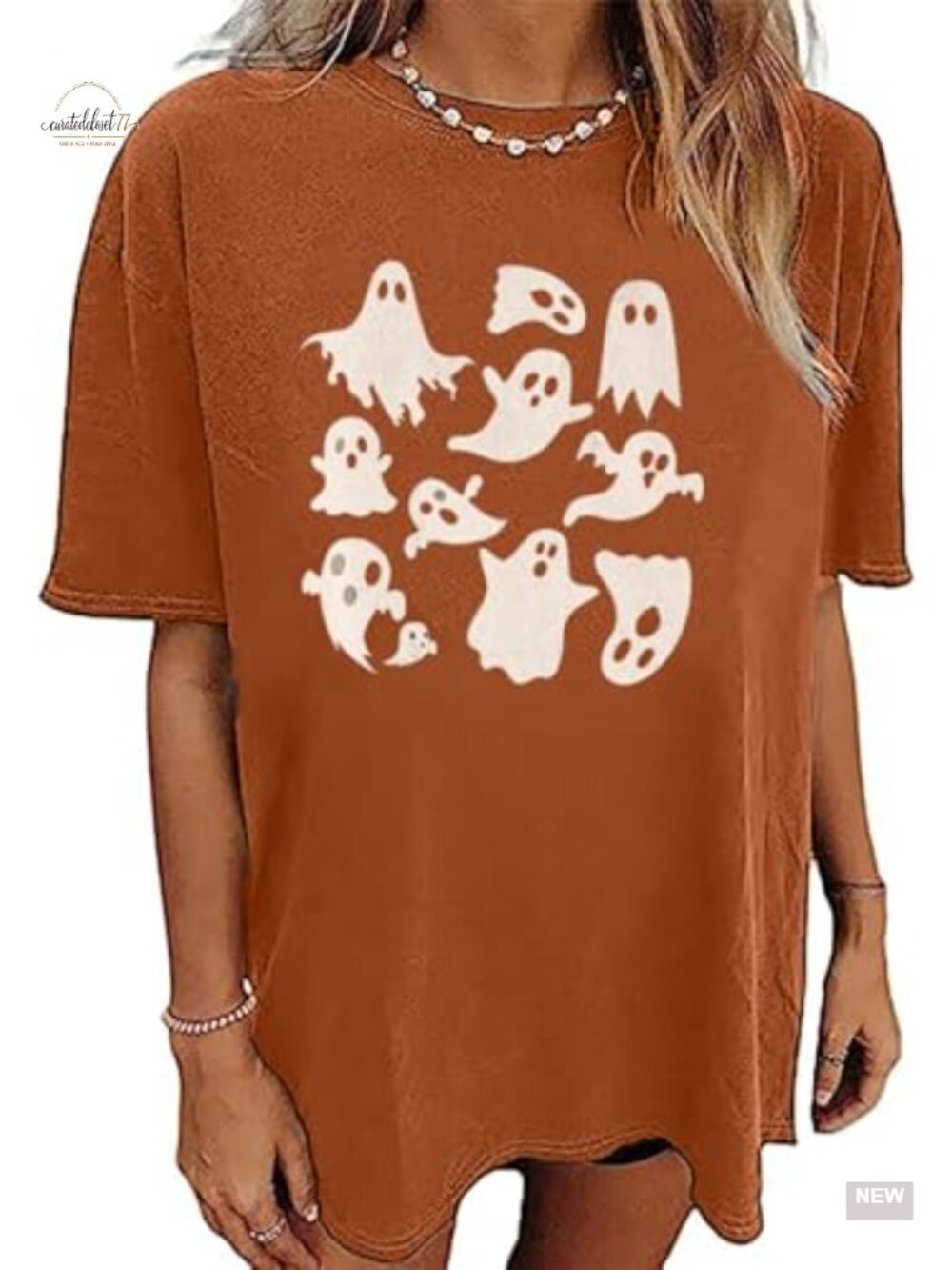 Oversized Halloween Ghost Graphic Tee